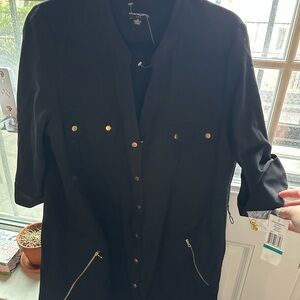 Sharagano Black Dress with Gold Accents